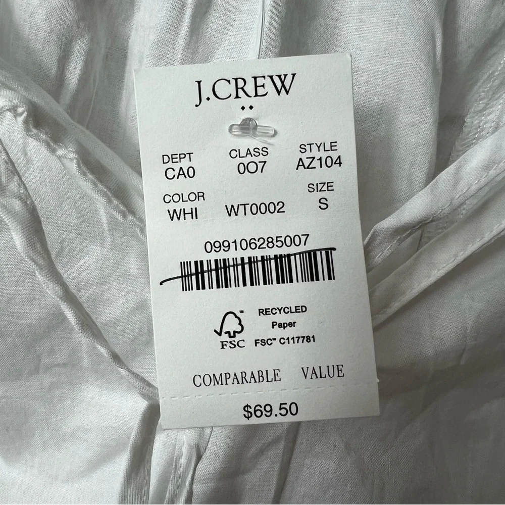 Nwt J. Crew Raglan Cotton Popover Embroidered Top